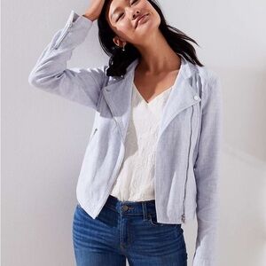 LOFT Linen-Cotton Blend Heather Gray Casual Jacket